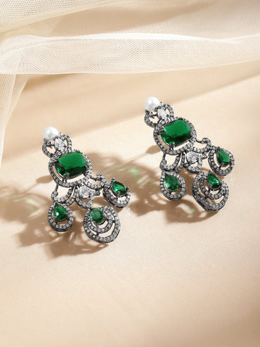 Regal Emerald Cascade Statement Drop Earrings