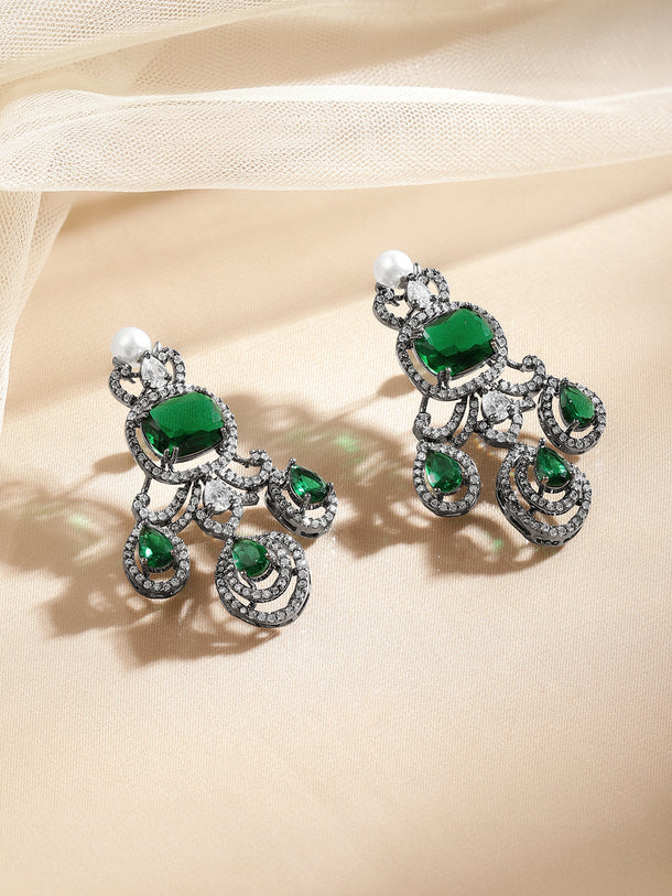 Regal Emerald Cascade Statement Drop Earrings