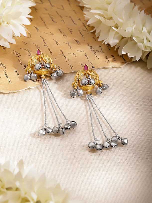 Oxidised Festive Ruby Dangler Earrings