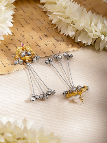 Oxidised Festive Ruby Dangler Earrings