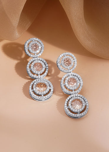 Luxe Champagne Circle AD Drop Earrings