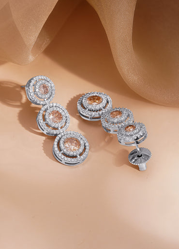 Luxe Champagne Circle AD Drop Earrings