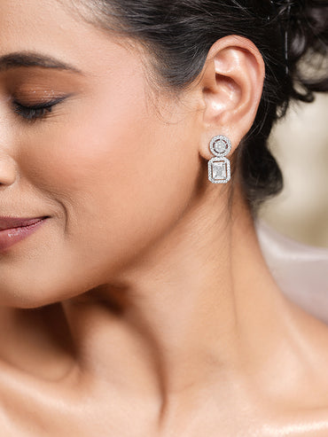 Diamond Halo Statement Drop Earrings