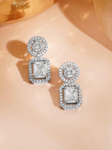 Diamond Halo Statement Drop Earrings