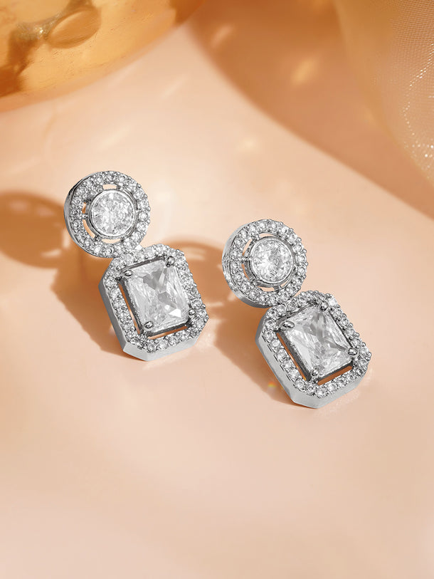 Diamond Halo Statement Drop Earrings