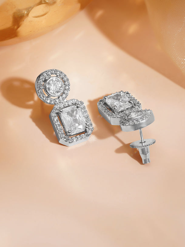 Diamond Halo Statement Drop Earrings