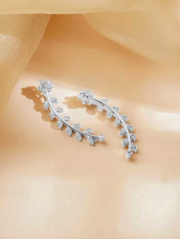 Floral Curve Silver Statement Ear Cuff