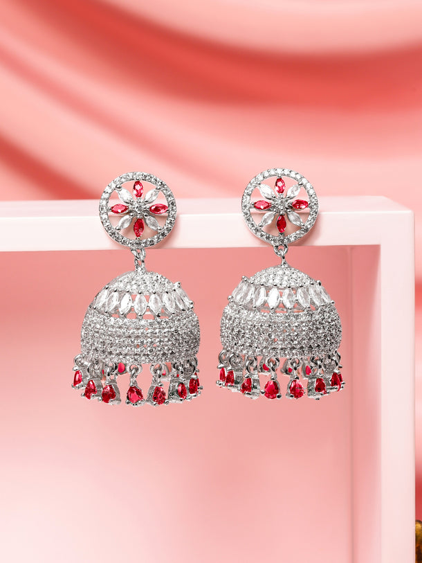 Ruby-Tipped Festive Jhumka Earrings