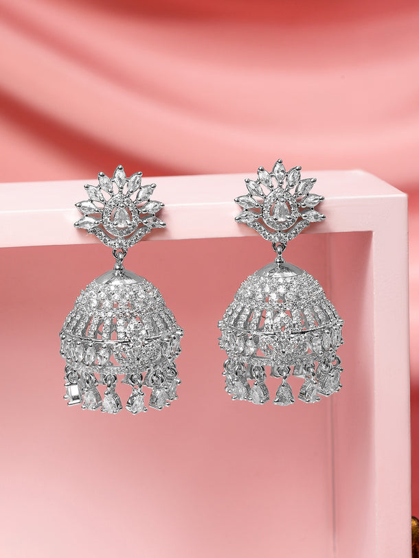 Gleaming Grace American Diamond Zirconia Jhumka