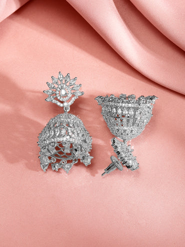 Gleaming Grace American Diamond Zirconia Jhumka