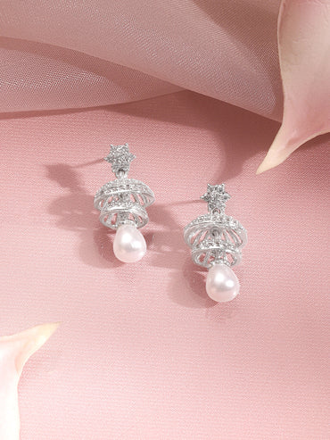 Twilight Pearl Sparkle Drop Earrings
