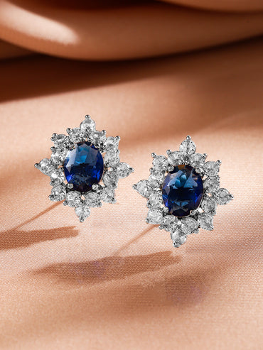 Polished Glow Blue American Diamond Zirconia Studs