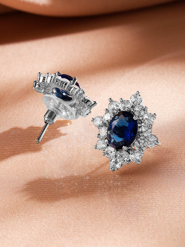 Polished Glow Blue American Diamond Zirconia Studs