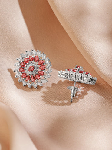 Ruby Royale Bloom Stud Earrings