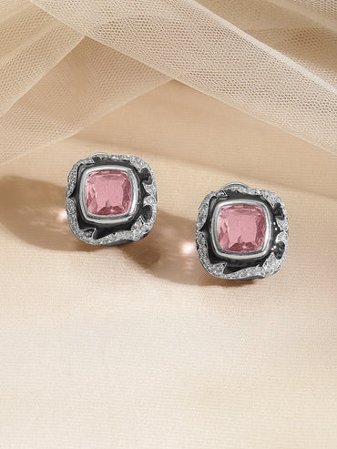 Blush Frost Crystal Stud Earrings