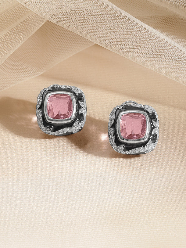 Blush Frost Crystal Stud Earrings