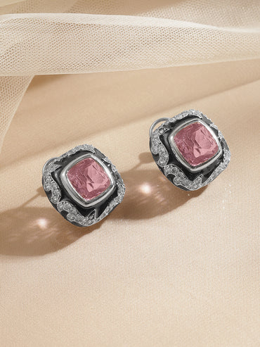 Blush Frost Crystal Stud Earrings