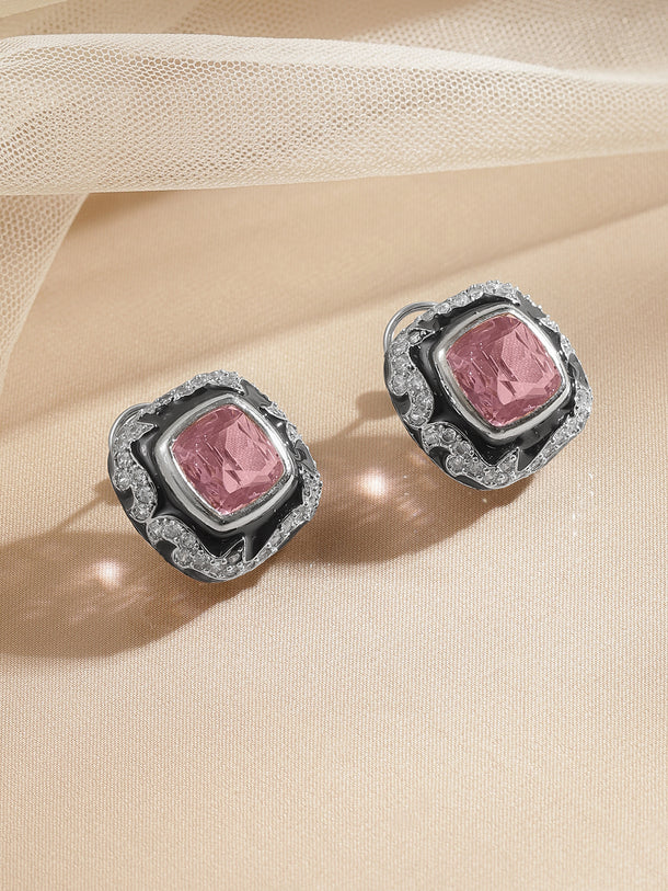 Blush Frost Crystal Stud Earrings
