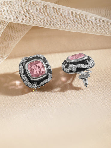 Blush Frost Crystal Stud Earrings