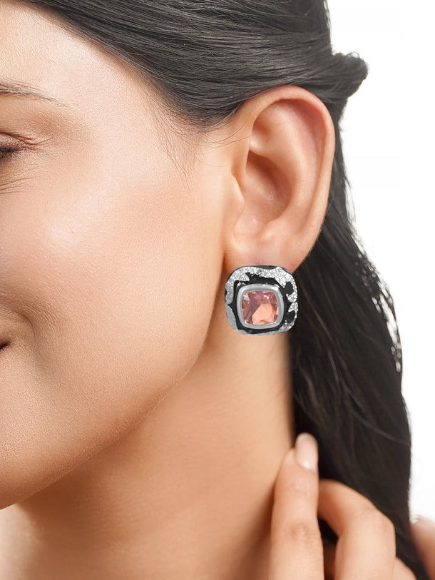 Blush Frost Crystal Stud Earrings