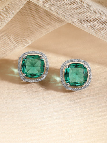 Emerald Green Halo Luxe Studs
