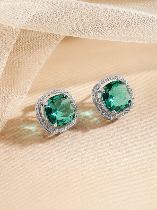 Emerald Green Halo Luxe Studs