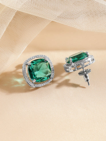 Emerald Green Halo Luxe Studs
