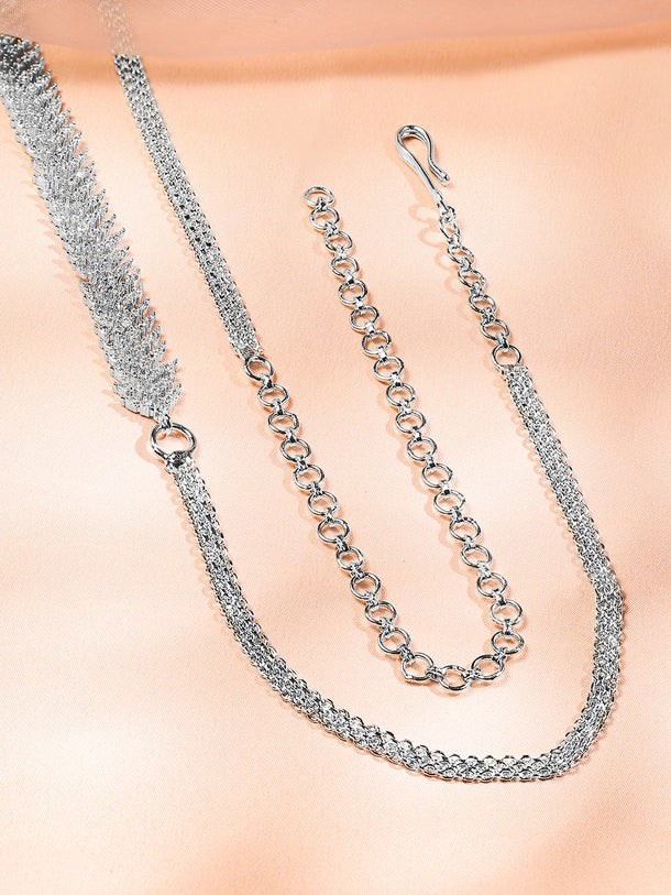 Rubans Rhodium-Plated Cubic Zirconia Studded Kamarbandh with White Pearls â€“ Wedding & Festive Wear