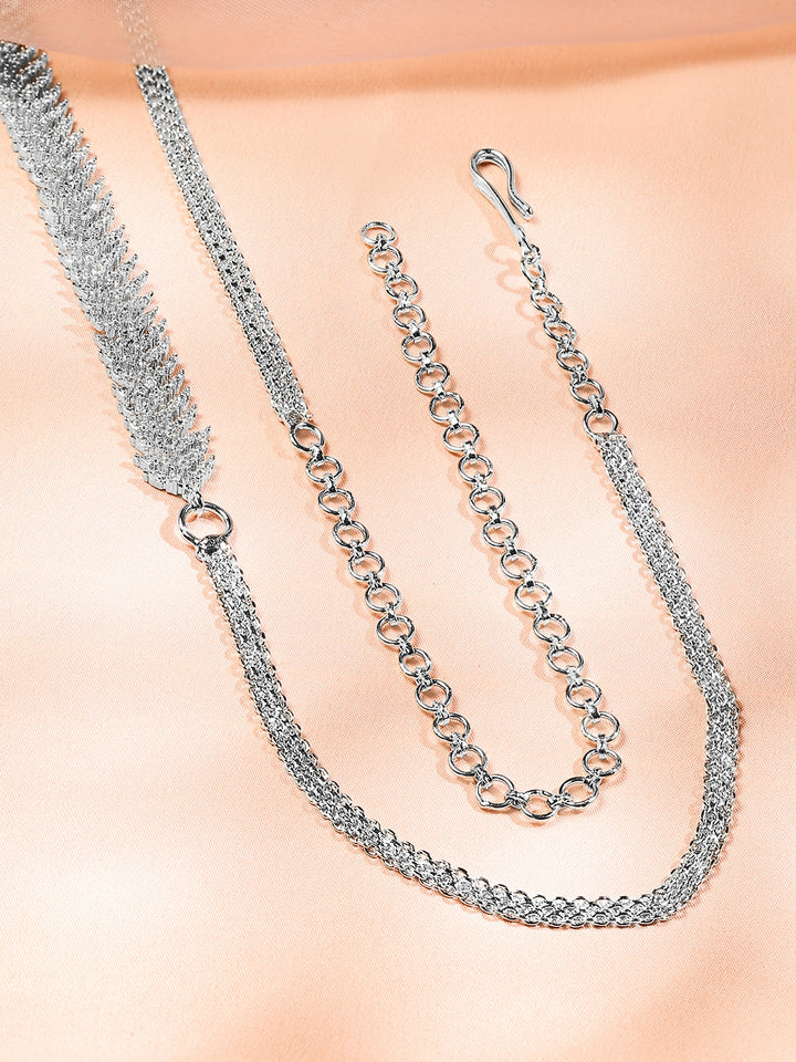 Rubans Rhodium-Plated Cubic Zirconia Studded Kamarbandh with White Pearls â€“ Wedding & Festive Wear