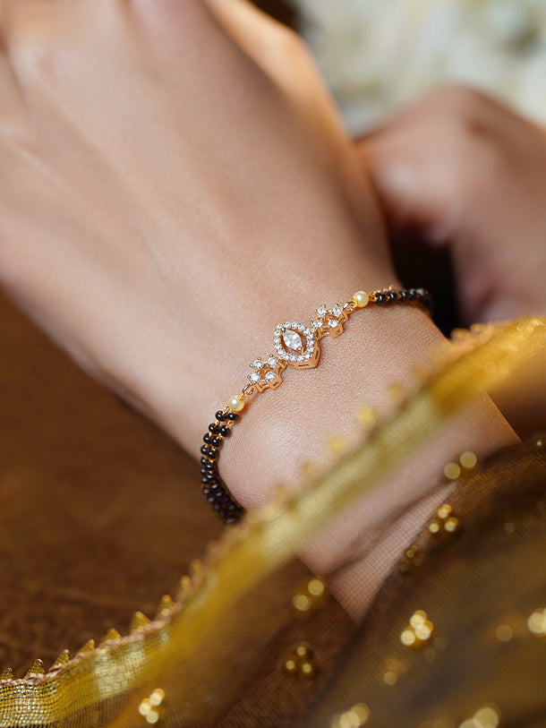Gold Plated American Diamond Zirconia Mangalsutra Bracelet