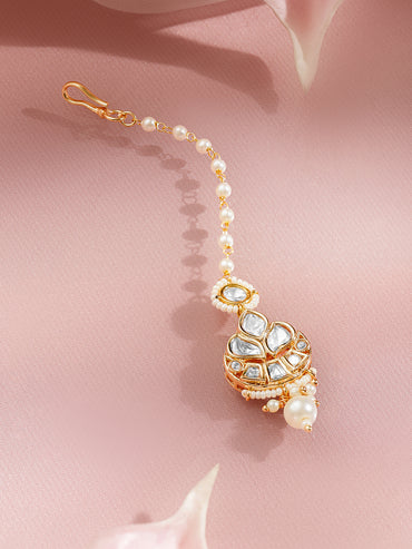 Classic White Kundan Maang Tikka