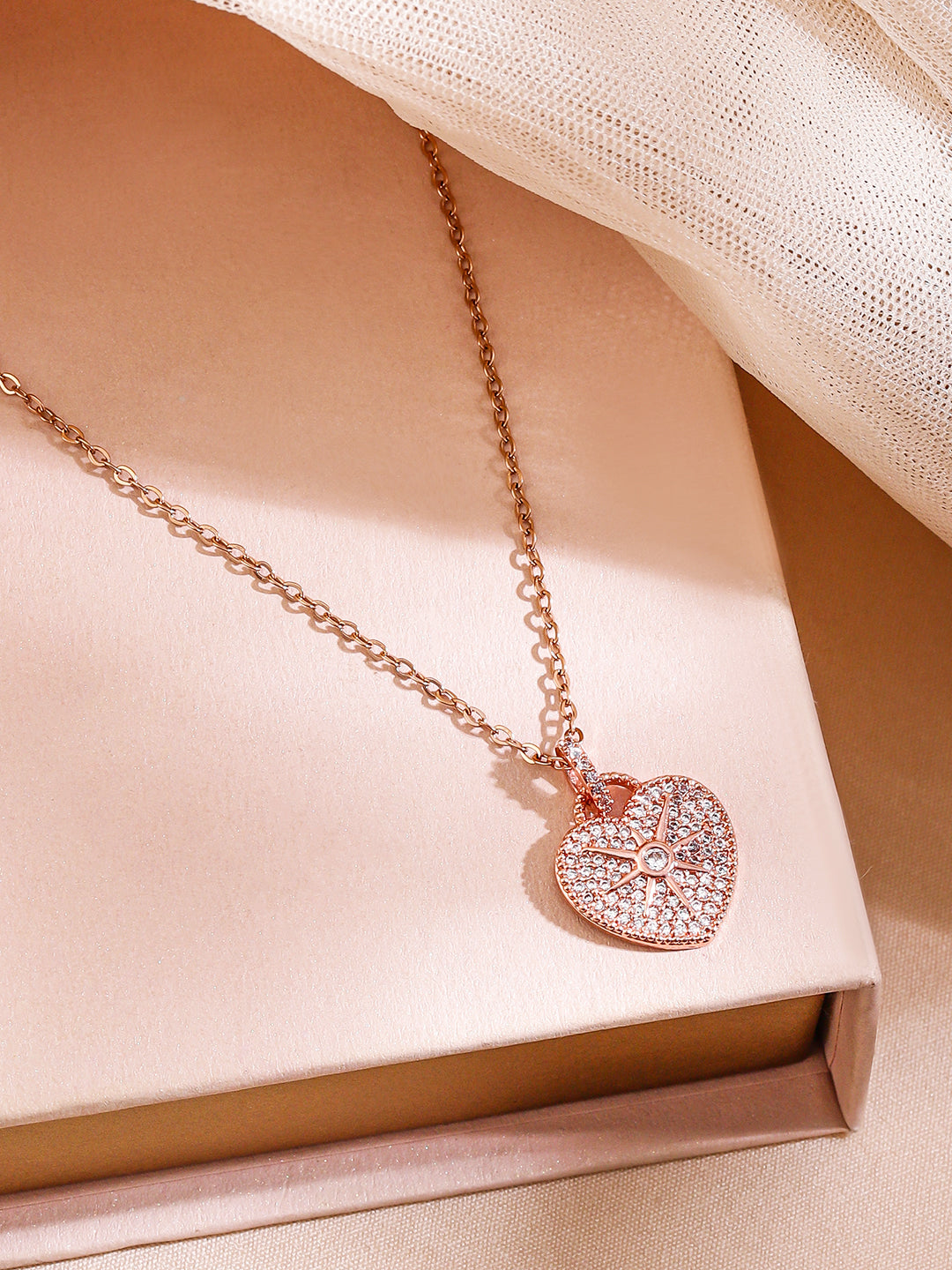 Heartfelt Elegance American Diamond Zirconia Pendant Necklace