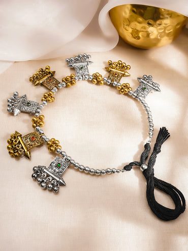 Metallic Beaded Oxidised Statement Necklace