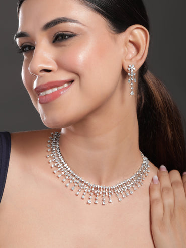 American Diamond Zirconia Necklace Set