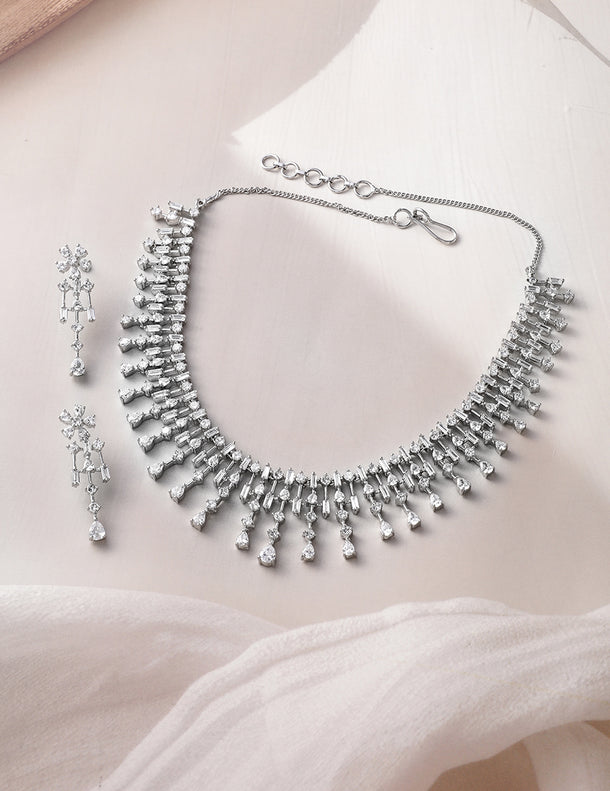 American Diamond Zirconia Necklace Set