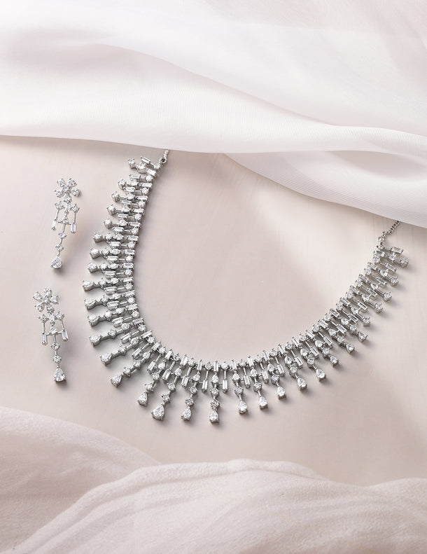 American Diamond Zirconia Necklace Set