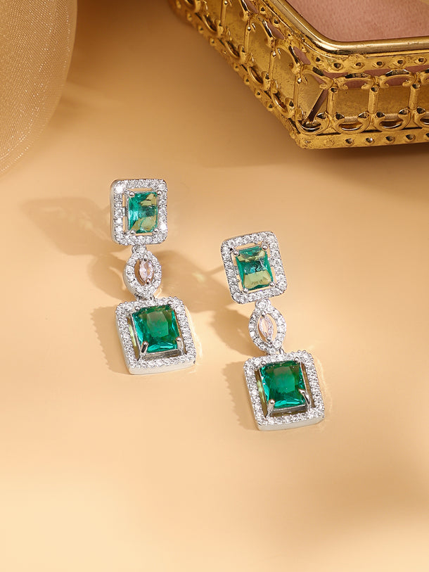 Emerald Cut American Diamond Zirconia Necklace Set