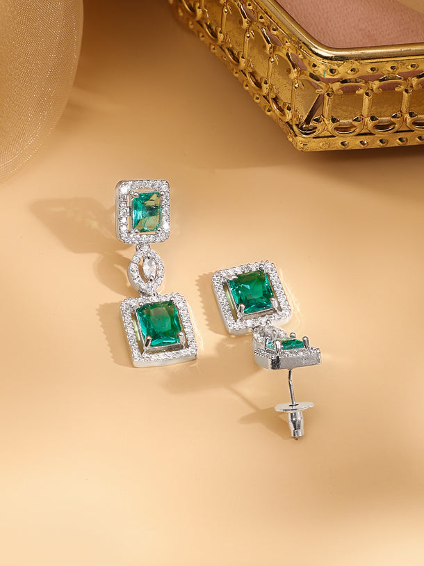 Emerald Cut American Diamond Zirconia Necklace Set
