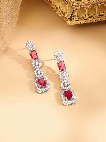 Studded American Diamond Zirconia Ruby Necklace Set
