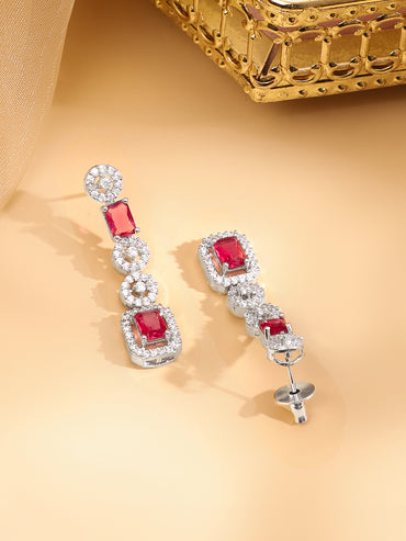 Studded American Diamond Zirconia Ruby Necklace Set