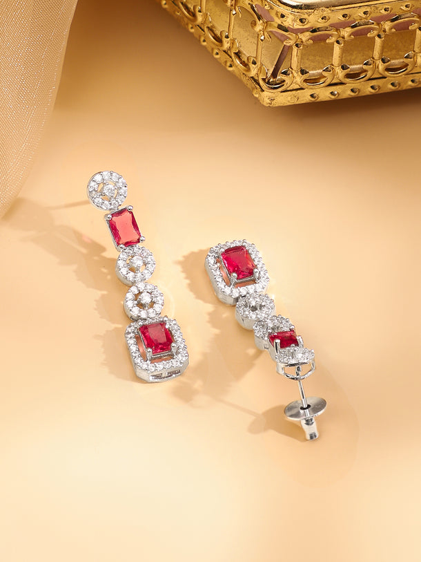 Studded American Diamond Zirconia Ruby Necklace Set