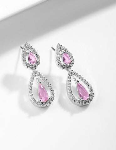 American Diamond Zirconia Purple Drop Necklace Set