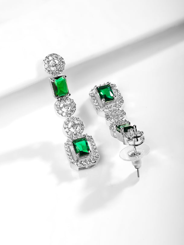 Green & White American Diamond Zirconia Necklace Set