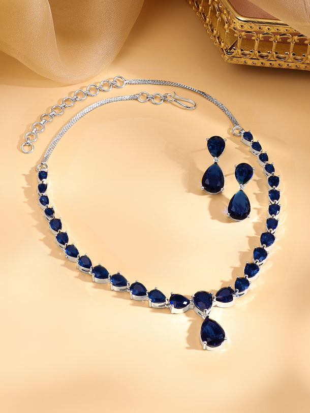 Chic Saphire Blue Necklace Set