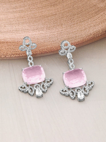 American Diamond Zirconia Rose-Pink Necklace Set