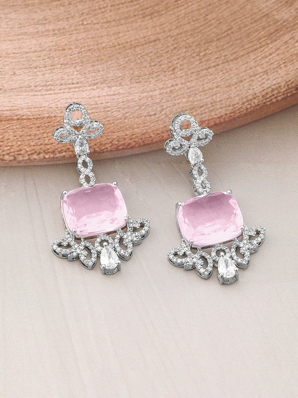American Diamond Zirconia Rose-Pink Necklace Set