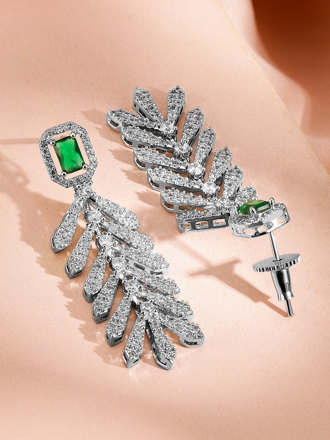 Green Accented American Diamond Zirconia Necklace Set