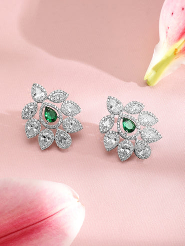 Emerald Accented American Diamond Zirconia Layered Necklace Set