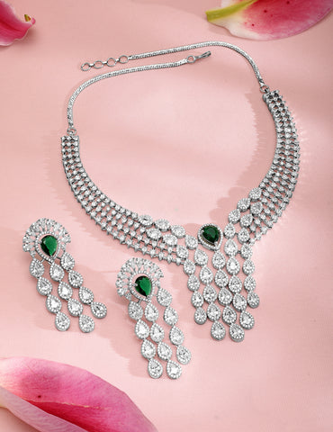 American Diamond Zirconia Layered Necklace Set