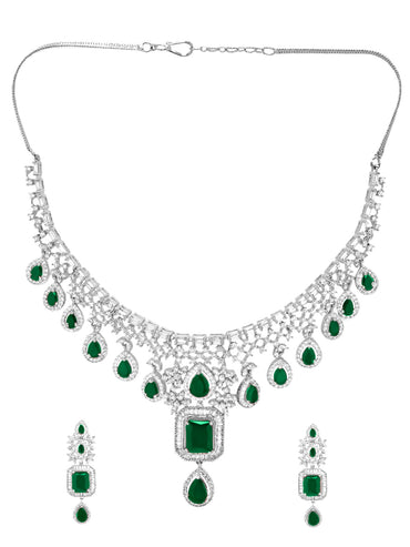 Green American Diamond Zirconia Studded Necklace Set
